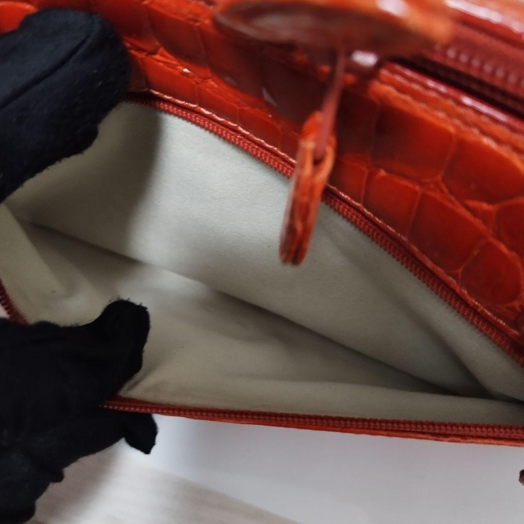 ほぼ未使用☆　JRA認定　シャイニー　クロコダイル　ハンドバッグ　ボストンバッグ