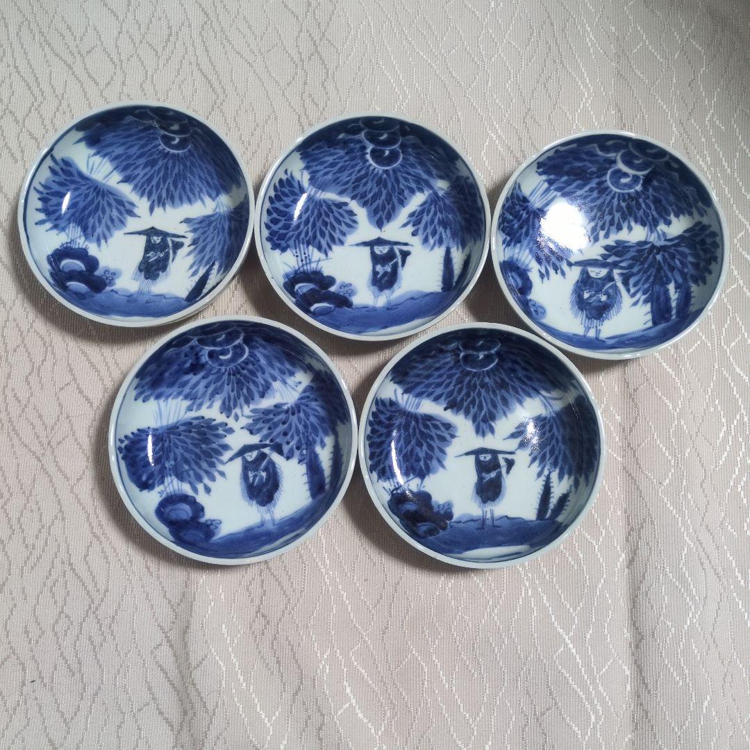 幕末　江戸期　伊万里　染め付け皿　５枚