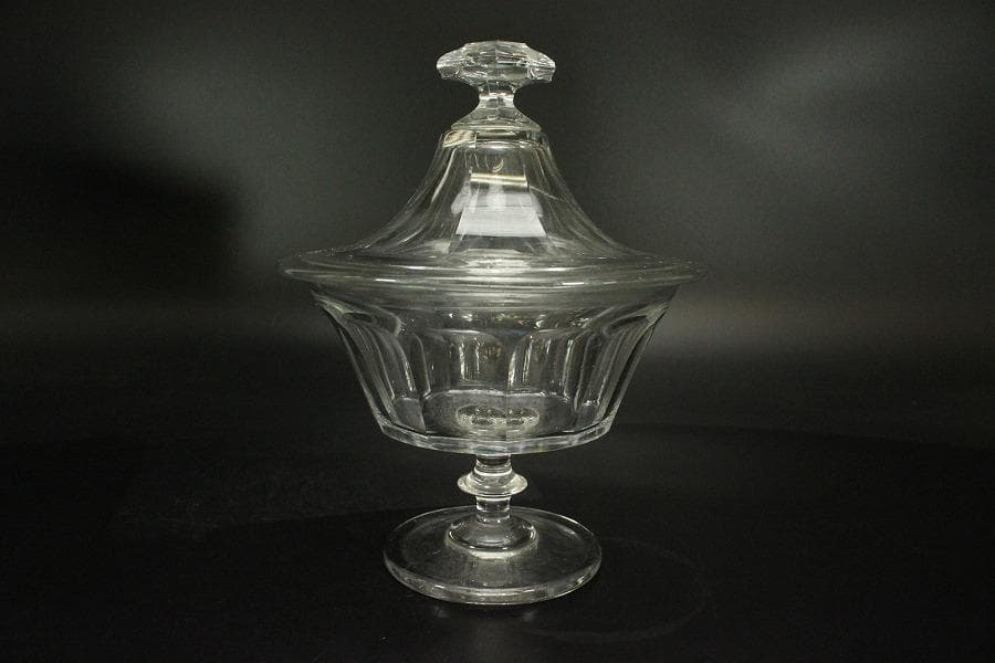 義山 ギヤマン 硝子 キャンディーボール 蓋物 時代物(ZE726)