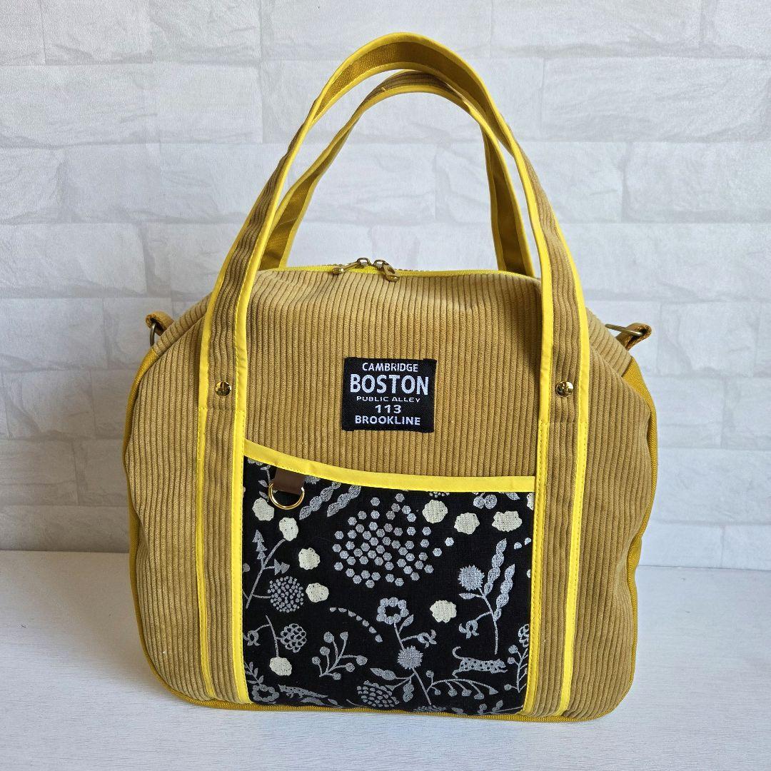 JUNE様　丸型ボストンバッグ　コーディロイ　　ハンドメイド