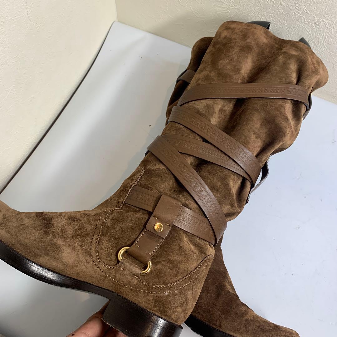 ルイヴィトン　サイズ表記「35」22.5センチ　ブラウンスウェード　ベルトブーツ
