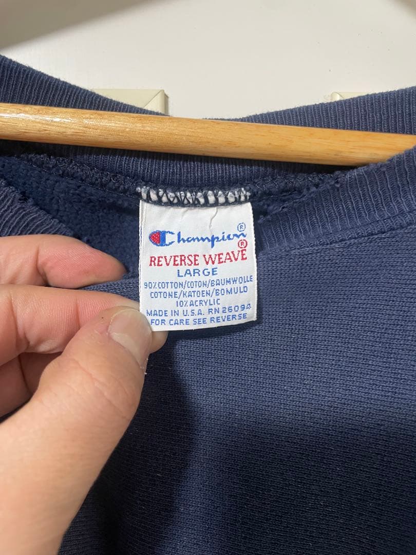 Champion リバースウィーブ　90s USA製　ネイビー　L 袖目無し