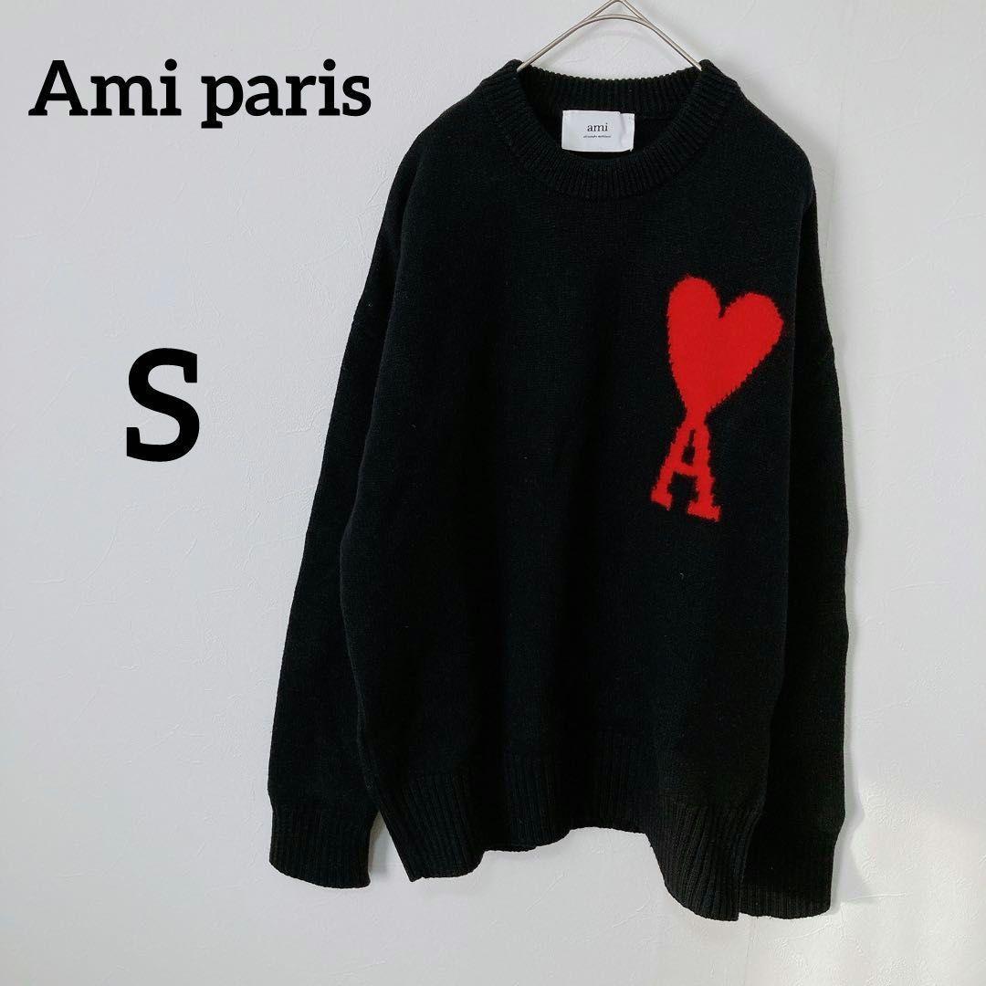 アミパリス　セーター　Ｓ　ブラック　黒　赤　ハート　ウール100％　ユニセックス