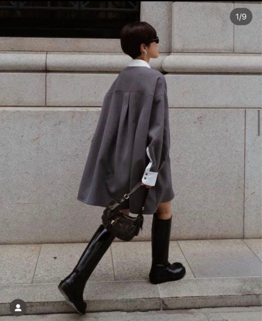 正規品♡machatt ダブルクロスバイカラーワンピース グレー