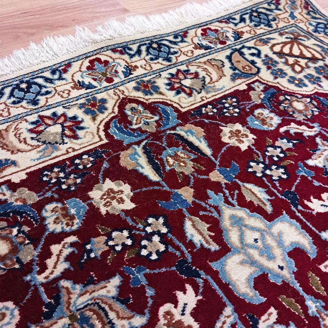 専用Y2000 ペルシャ絨毯 イラン ナイン産 ウール 手織り 127×90㎝