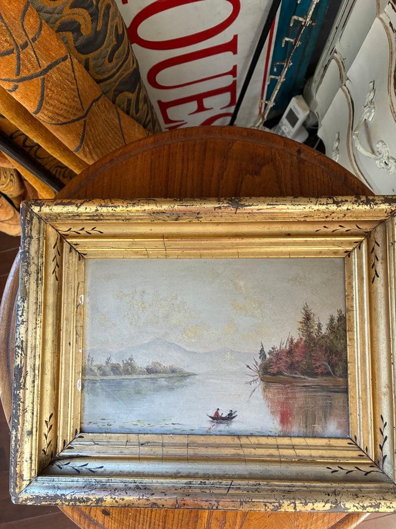 アンティーク　絵画　油絵　額付き　インテリア　装飾　1800年代　アメリカ