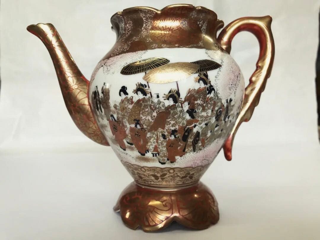 [綿埜製]九谷焼ティーポット(花魁道中花見図)