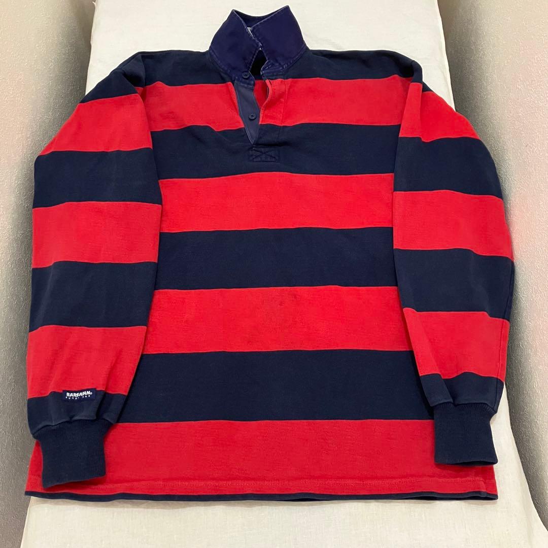 barbarian バーバリアン　ラガーシャツ 長袖　レッド　ネイビー　XXL