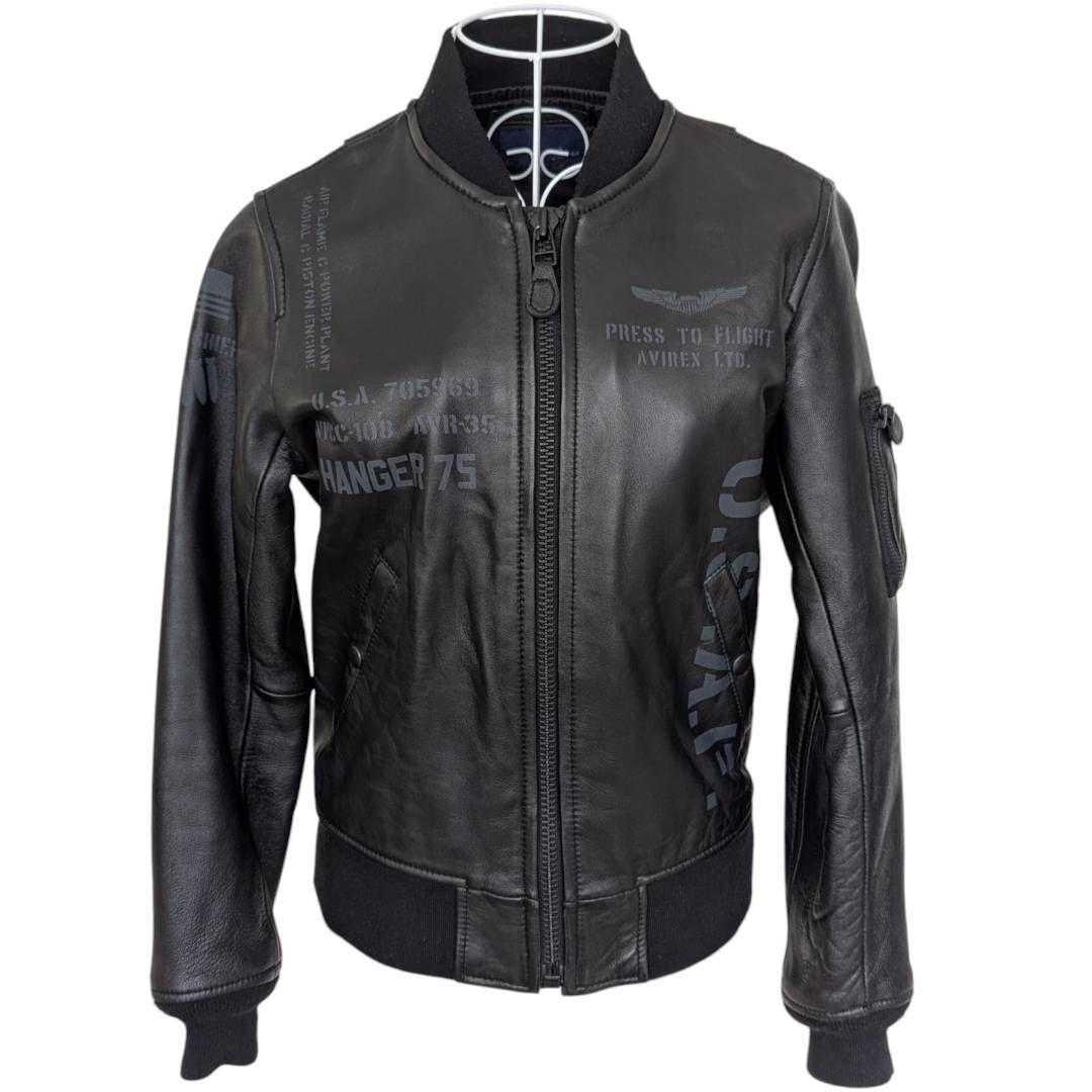 希少品 美品 AVIREX レザージャケット ステンシル MA-1 羊革