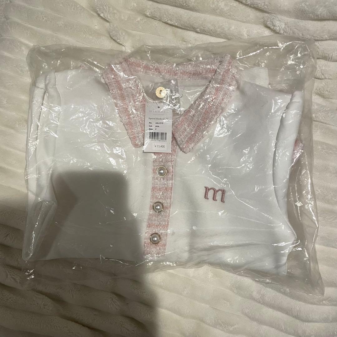 新品未使用 minuere tweed pearl button polo