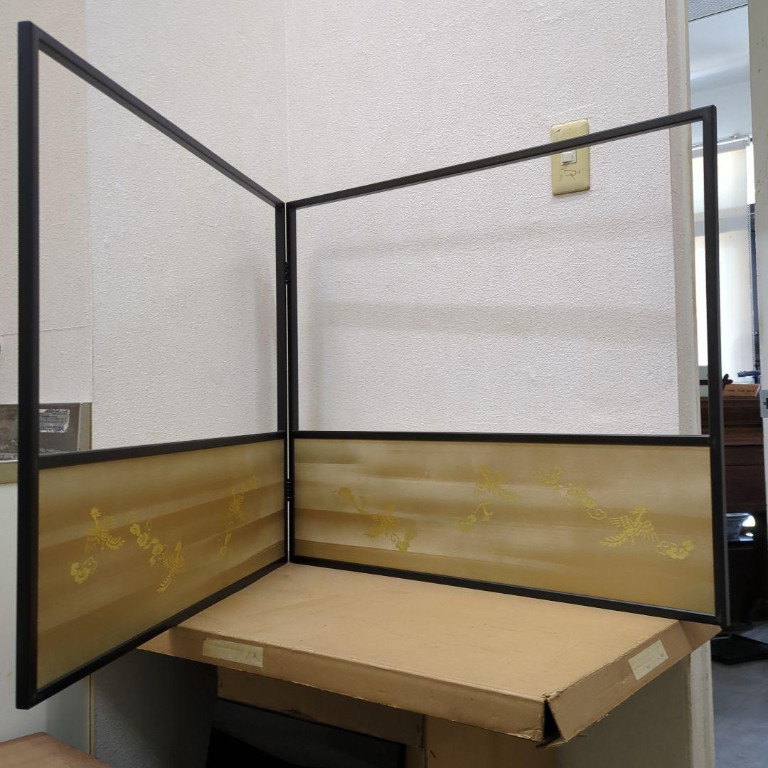 風炉先屏風　両面開き　茶道具　間仕切り　屏風　衝立　木製　美品