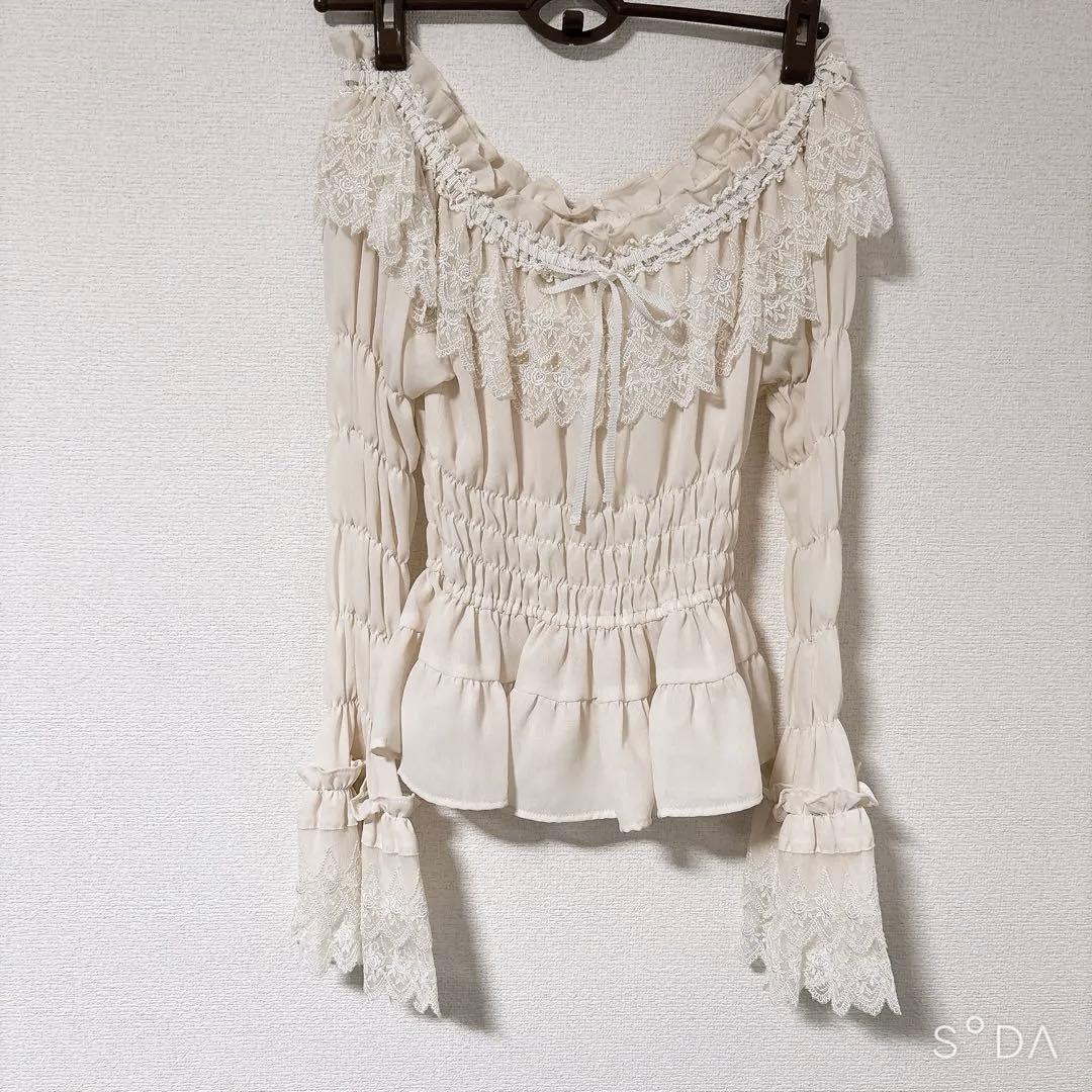 Millefleurs ジョーゼットとレースのブラウスアイボリー2014