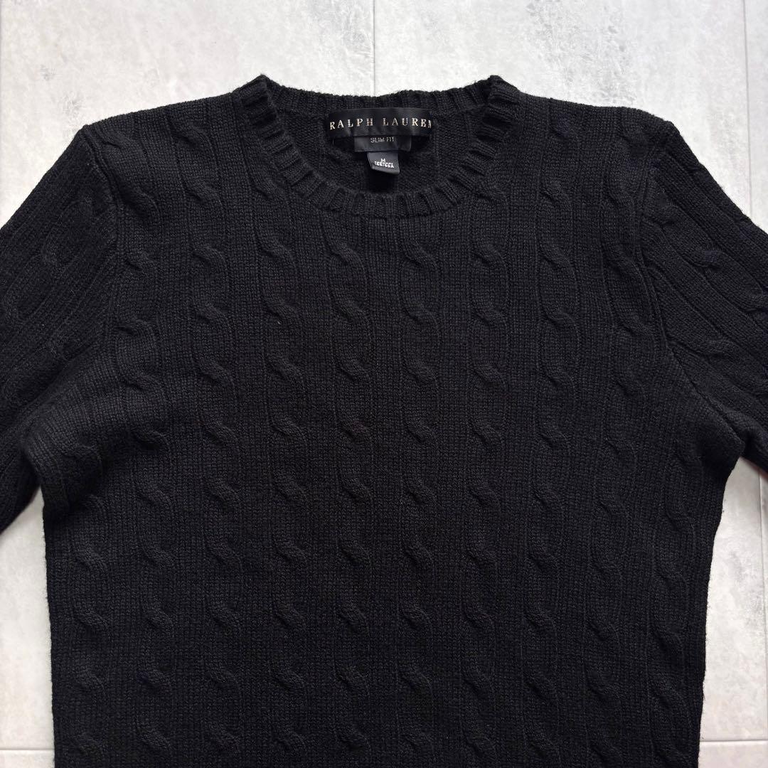 【超希少】ラルフローレン ブラックレーベル カシミヤ100% ケーブルニット M