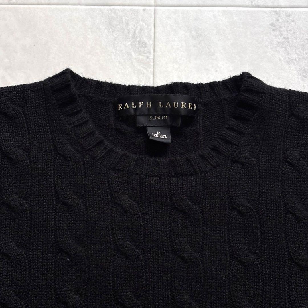 【超希少】ラルフローレン ブラックレーベル カシミヤ100% ケーブルニット M