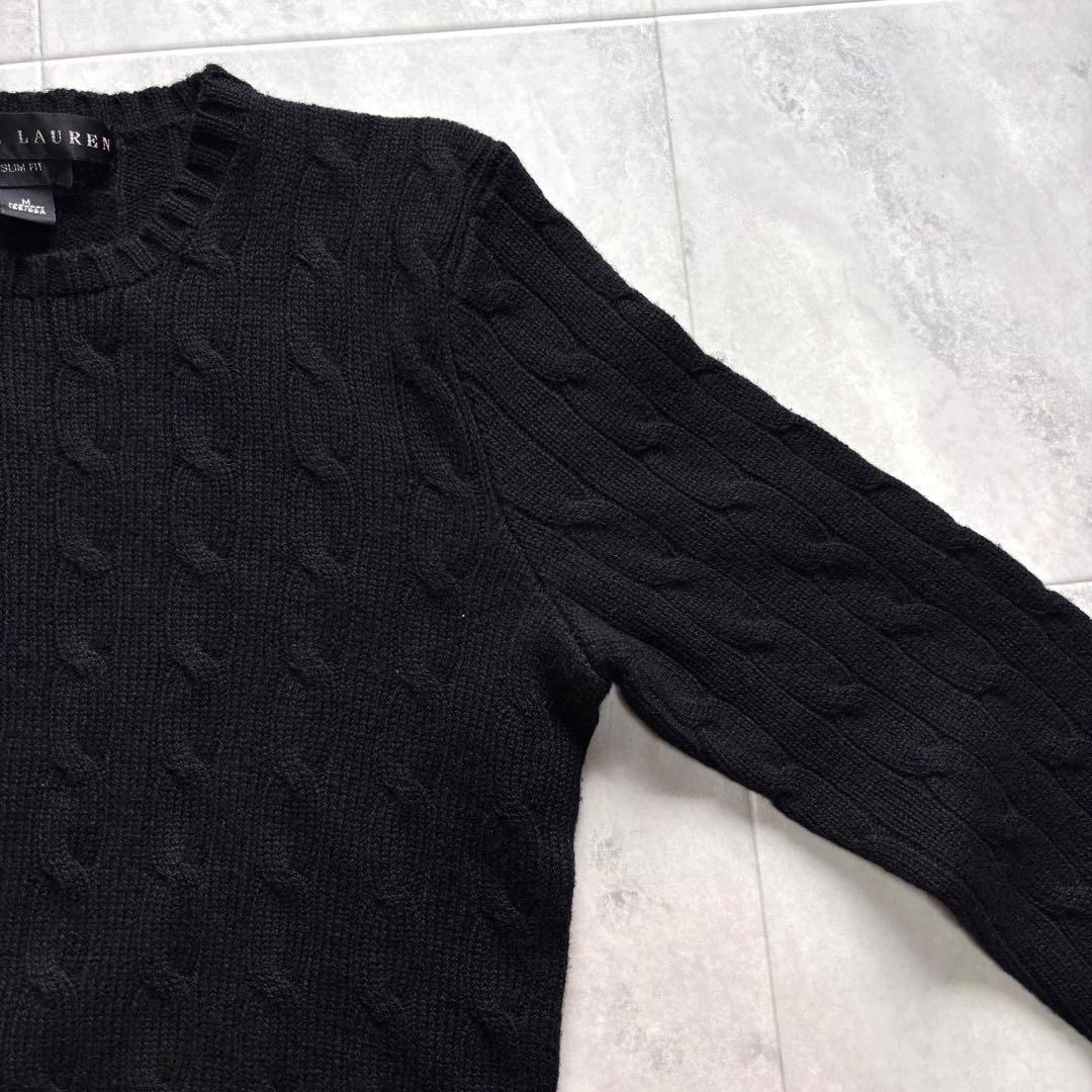 【超希少】ラルフローレン ブラックレーベル カシミヤ100% ケーブルニット M