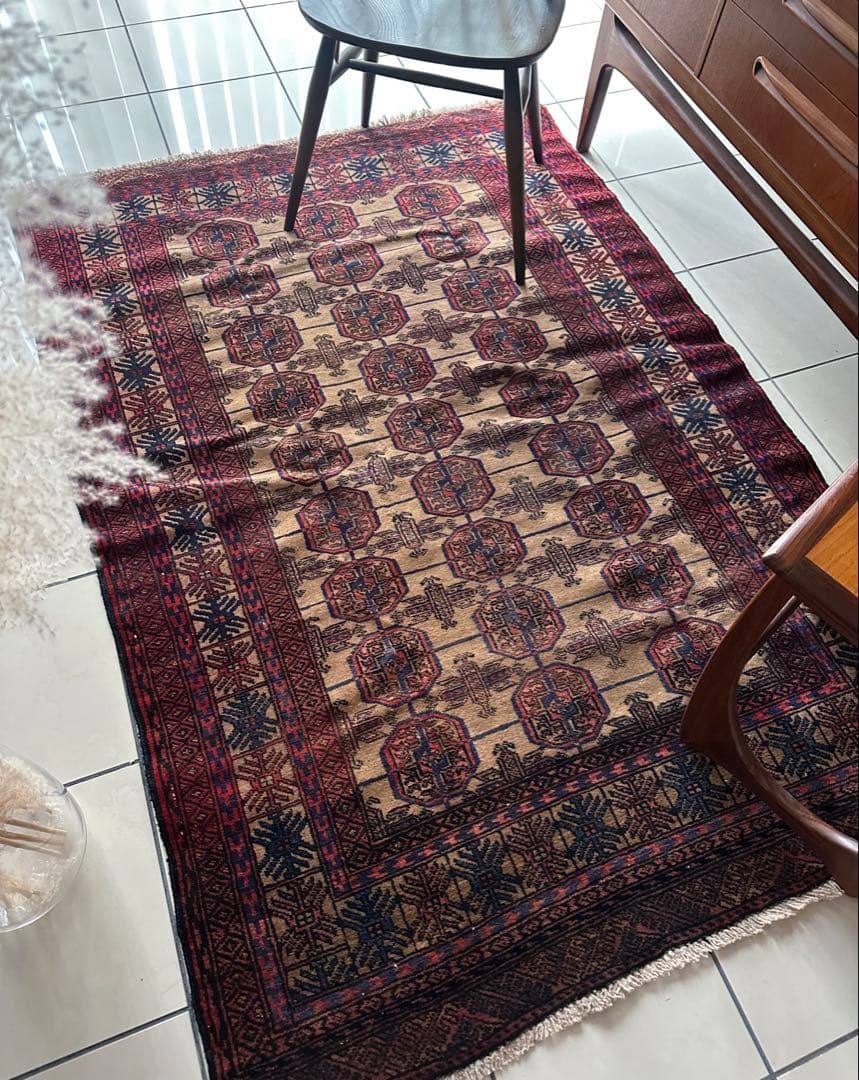 174×121 ヴィンテージラグ　バルーチ　手織ラグ