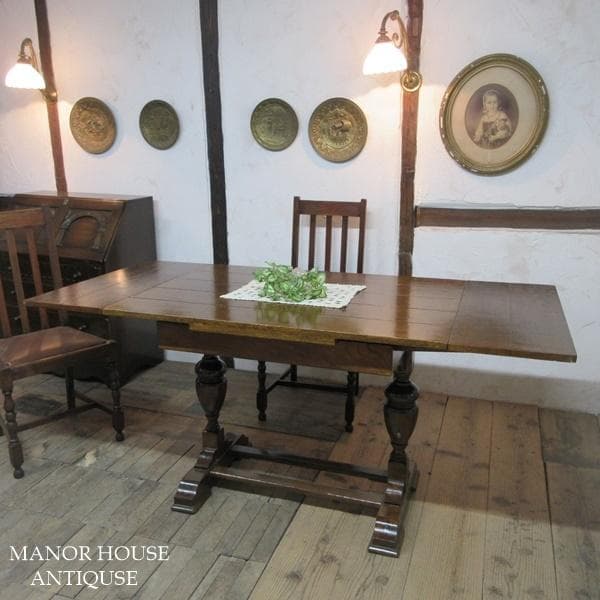 イギリス アンティーク 家具 ダイニングテーブル ドローリーフ 英国 6242d
