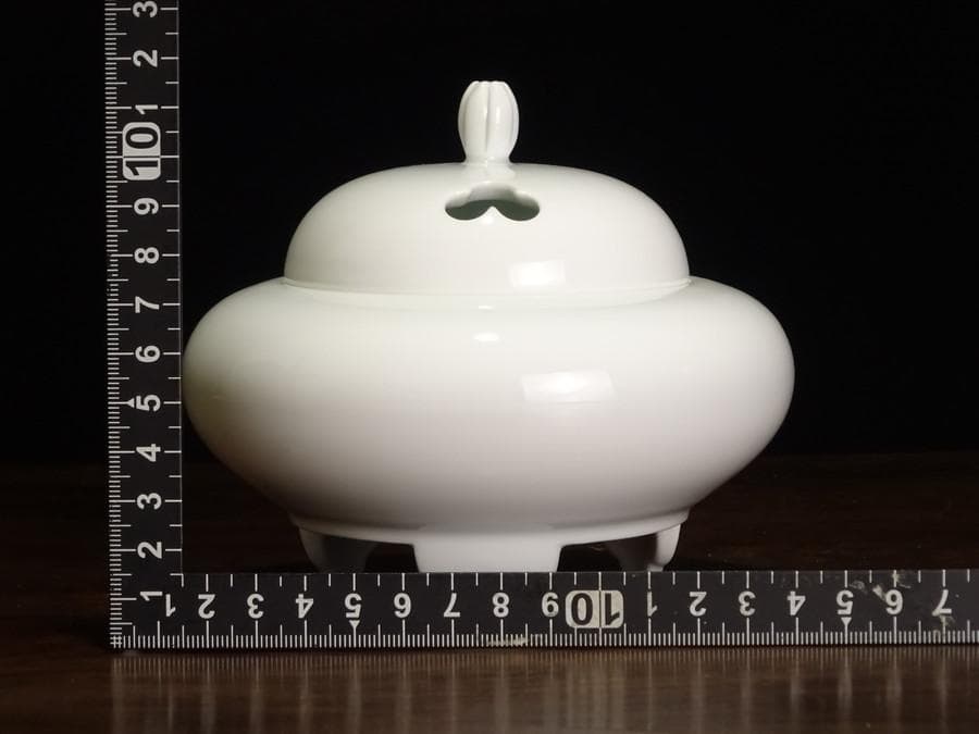 人間国宝　井上萬二　本人作　白磁　香炉　香道具　茶道具　飾物　床間飾