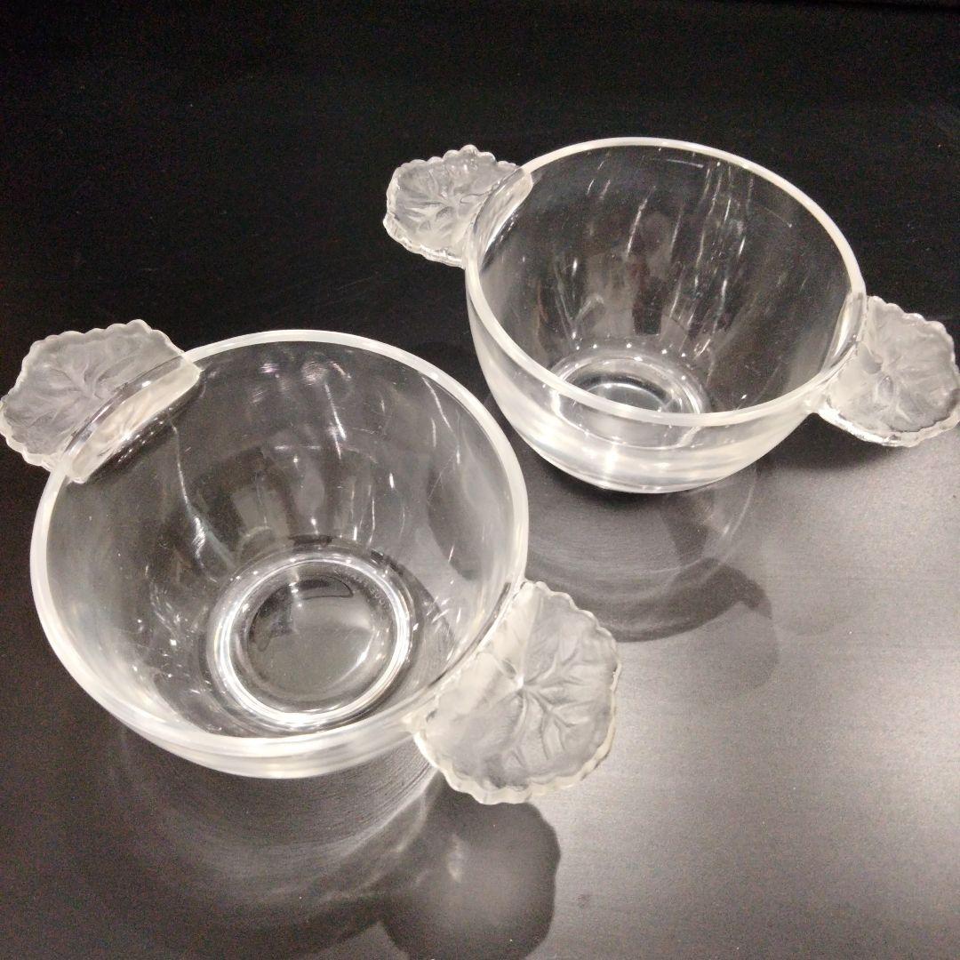 S194-1 ラリック オンフルール 持ち手付カップ 2客セット 高さ6㎝ V