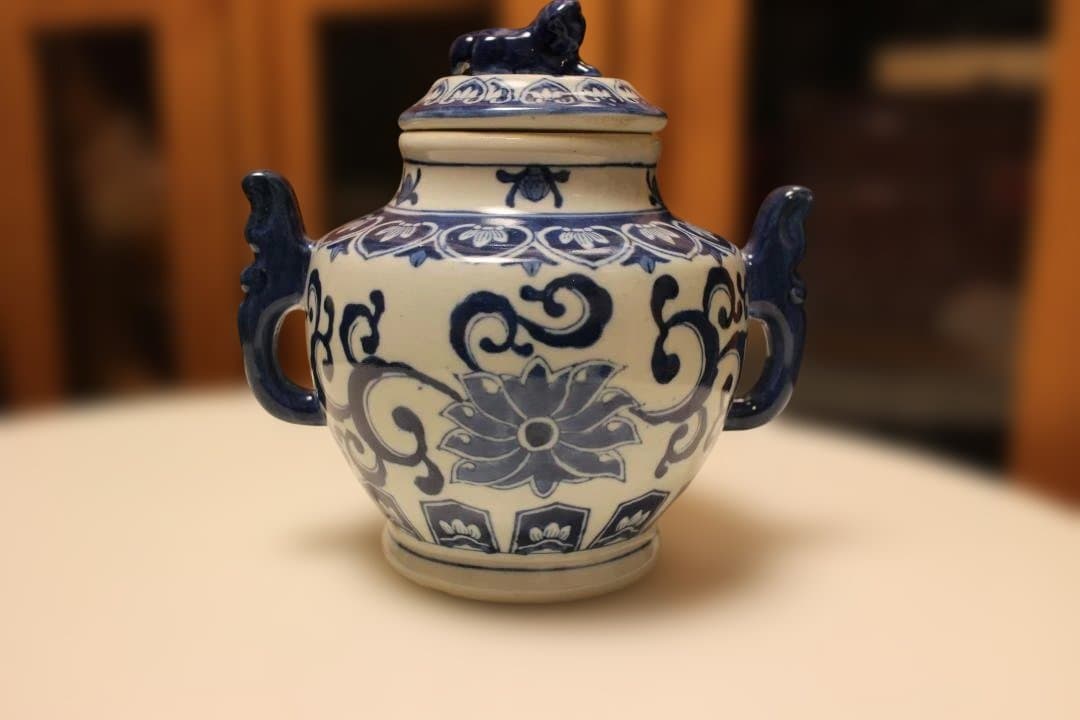 染付　　香炉　花瓶　壺　中国　乾隆年製　唐物