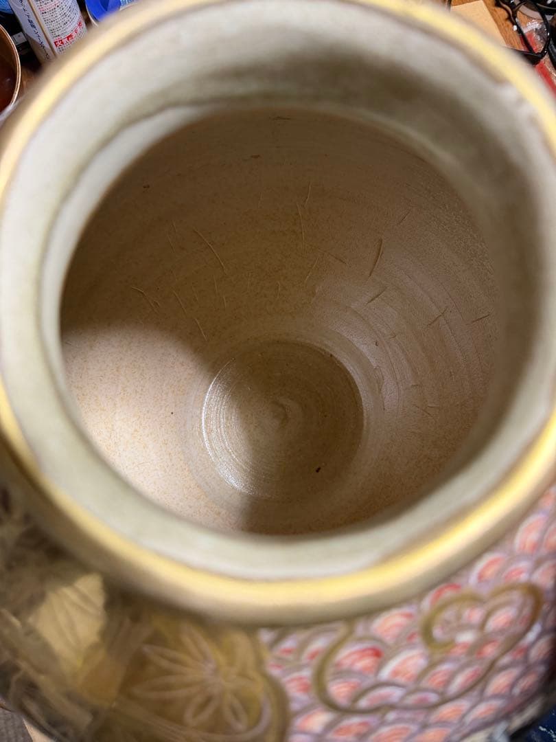 金箔装飾 鶴の陶器花瓶