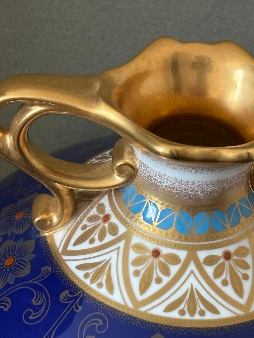 Noritake 美術品　花瓶　瑠璃金彩葡萄盛　52922 希少品　共箱付　美品