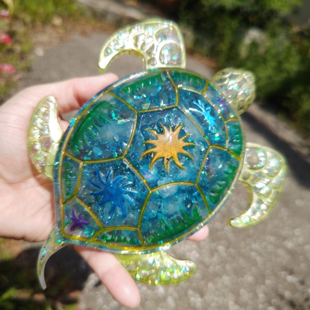 りーり☆神守護あり☆　オルゴナイト　巨大カメさん　ホヌ　金運人間関係魔除け