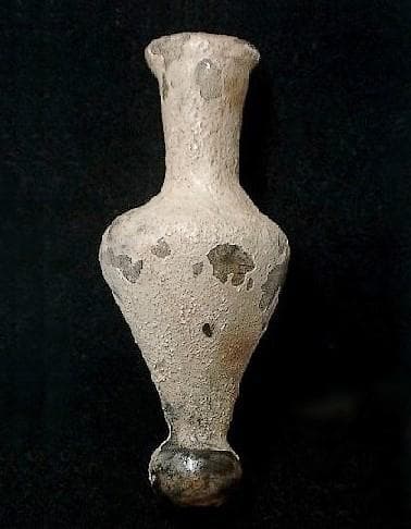 ★Y1417★古代　ガラス 化粧小瓶　銀風化　アイライン顔料壺　ローマ出土