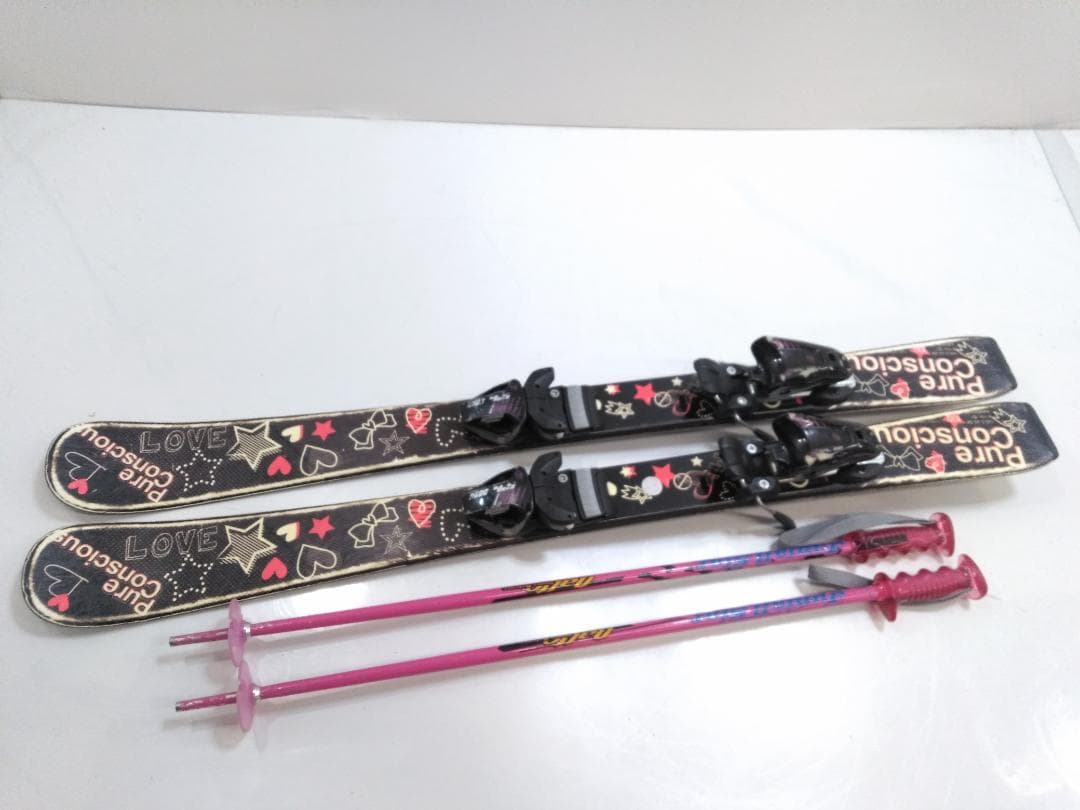 女の子 ジュニアスキー5点セット ピュアコンシャス 100cm 靴 20cm◇