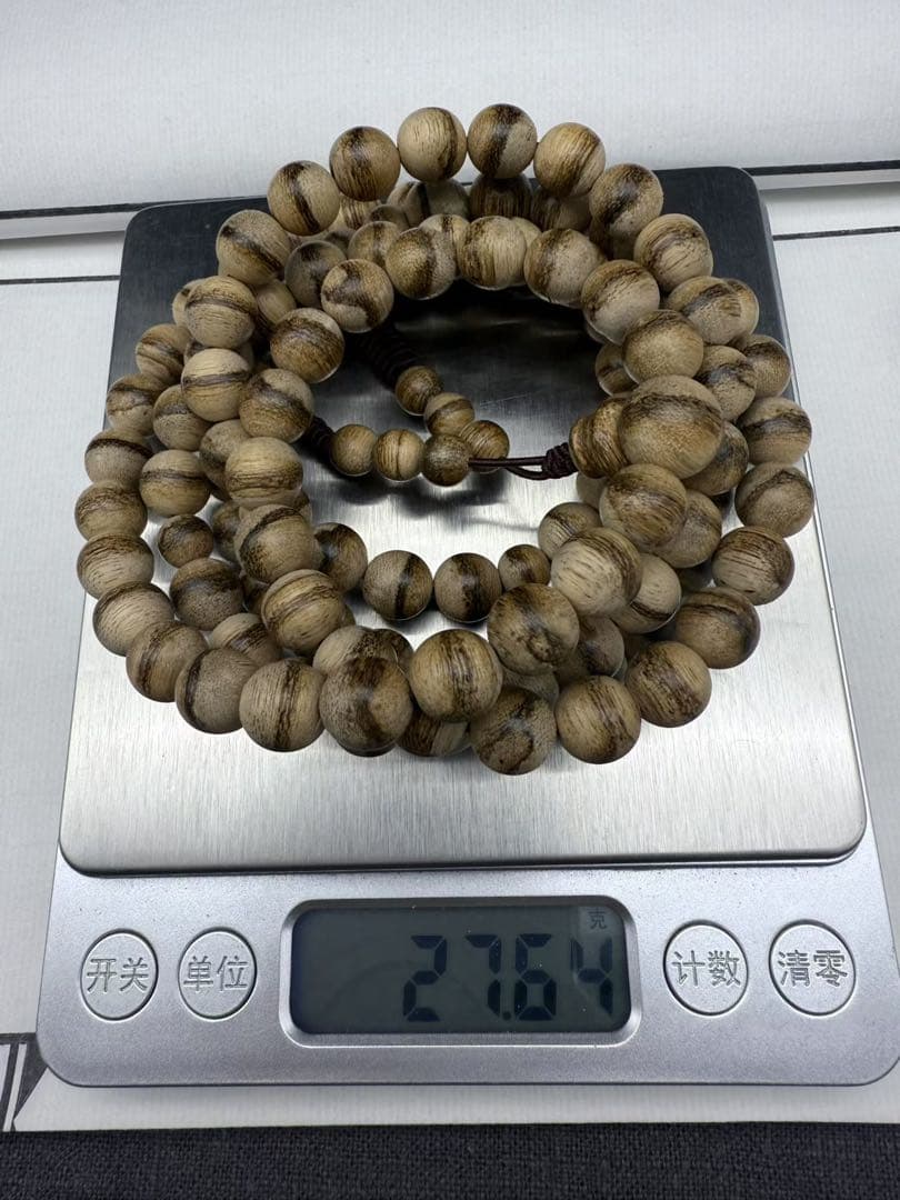 極上星洲系伽羅　野生沈香　達拉干 花珠念珠　27.64g（稀少典藏品）