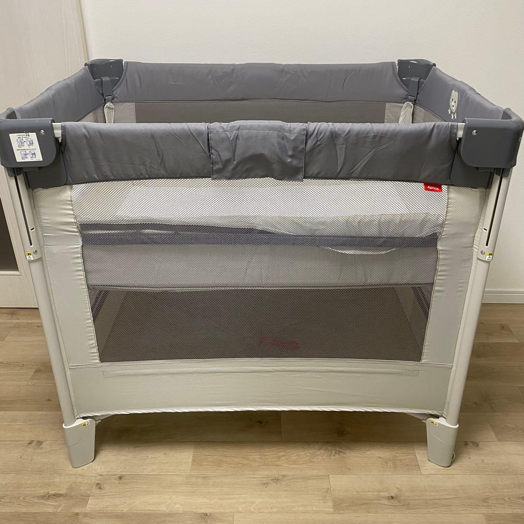 Aprica アップリカ　ベビーベッド ココネルエアー グレーベアー