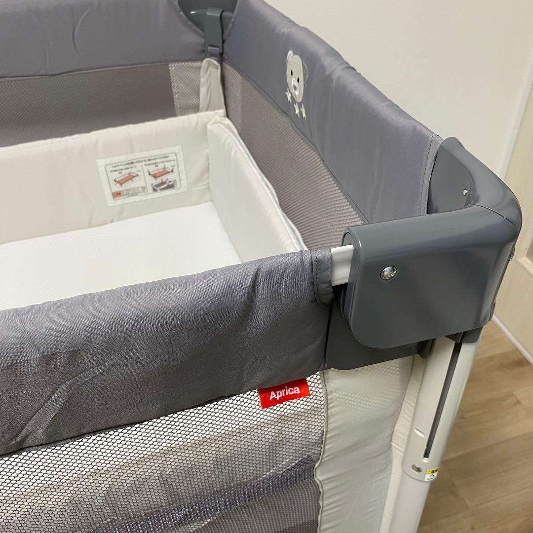 Aprica アップリカ　ベビーベッド ココネルエアー グレーベアー