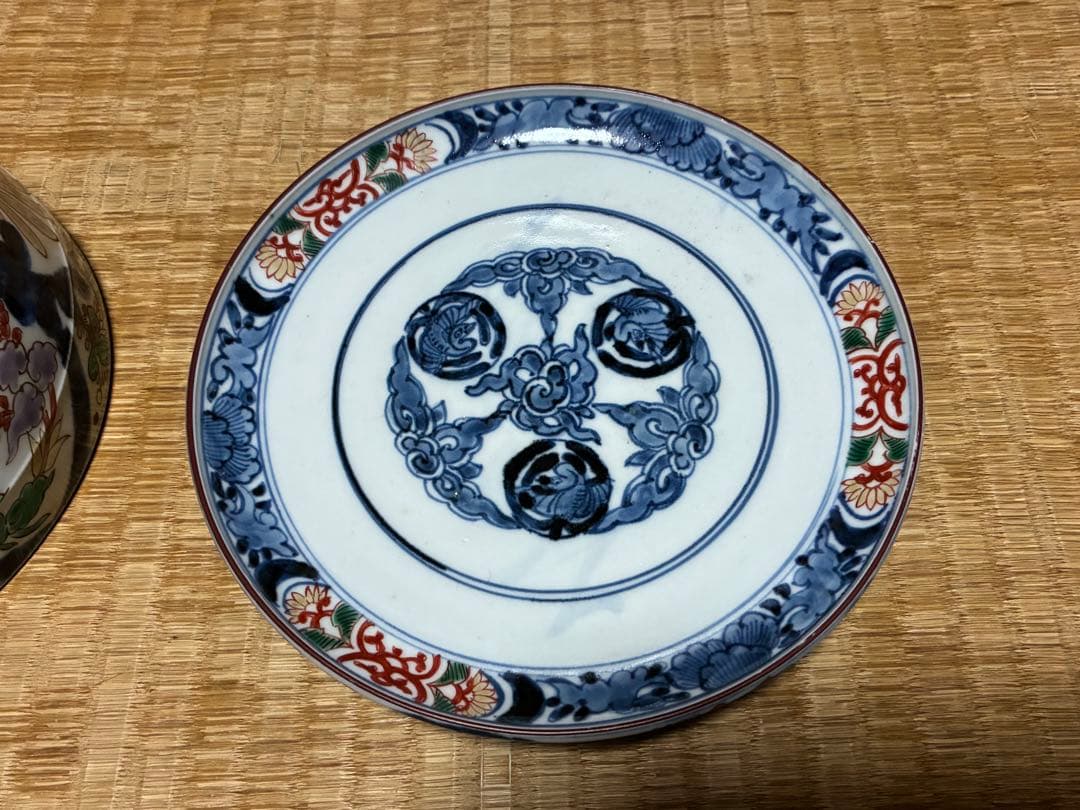 古伊万里 染付 色絵 蓋物 【富貴長春】銘あり 菓子器 菓子鉢 中国骨董