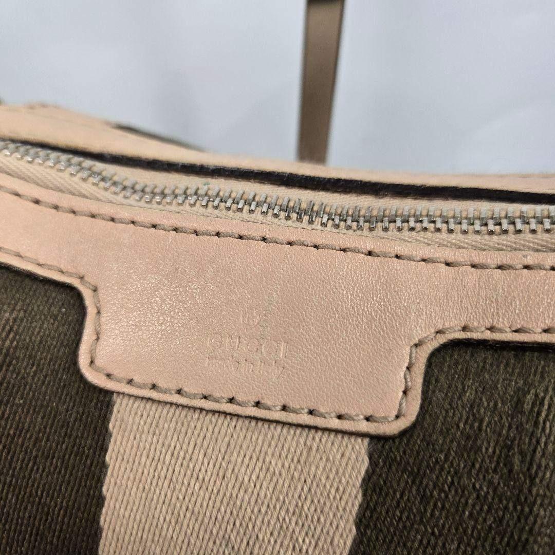 カード付き GUCCI ショルダーバッグ シェリーライン GGキャンバス レザー