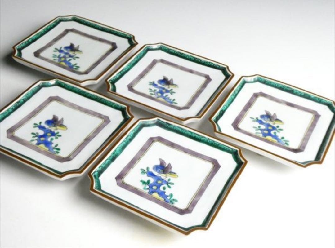 【激レア】80万円 須田菁華 造 九谷 色絵 三つ脚 高台皿 銘々皿