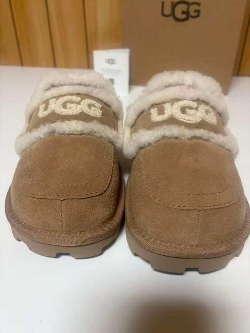 UGG スリッパ 平底 ムートン ファー スエード ベージュ レディース 38