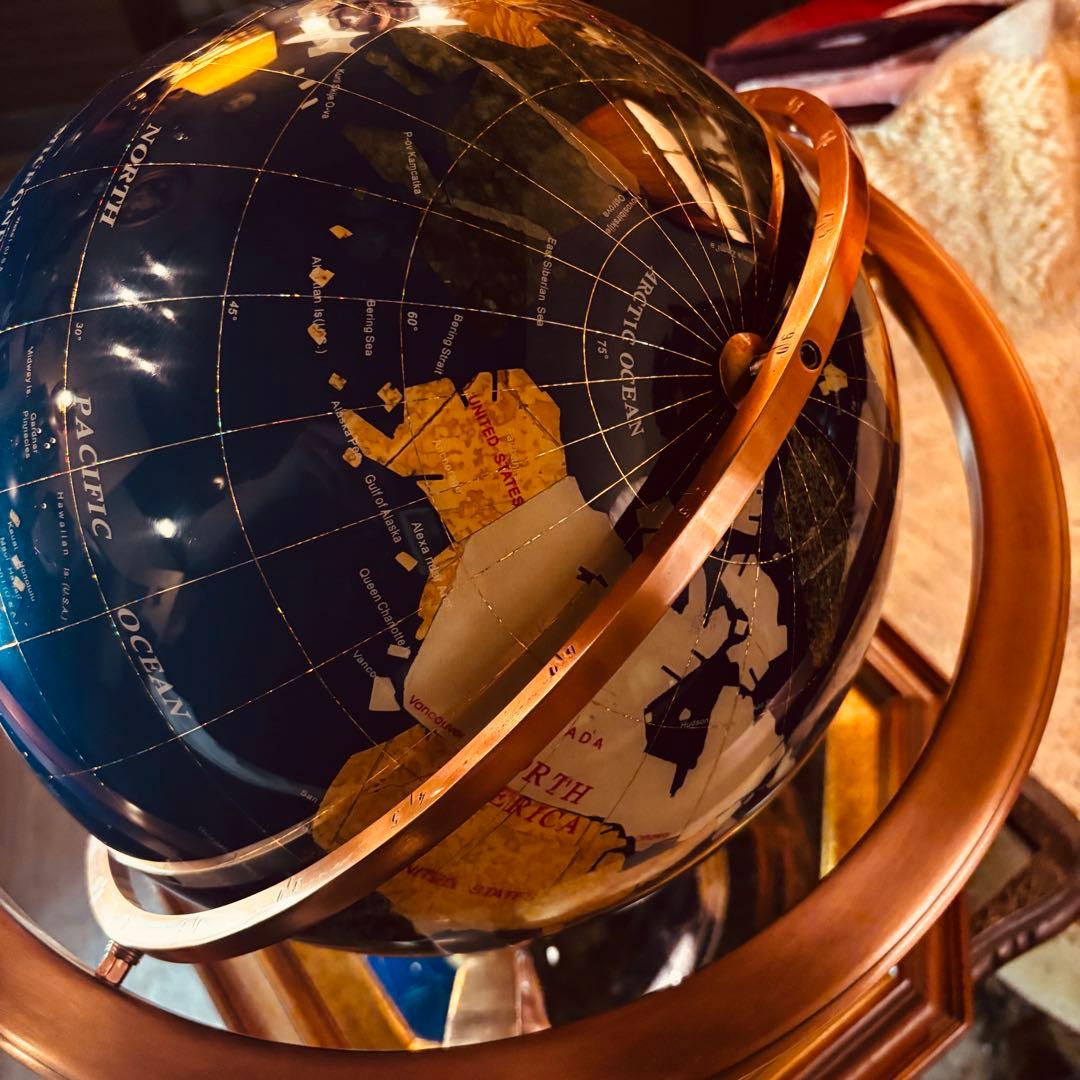 湯布院アンティーク ラピスラズリ 天然石 ジェムストーングローブ 地球儀コンパス