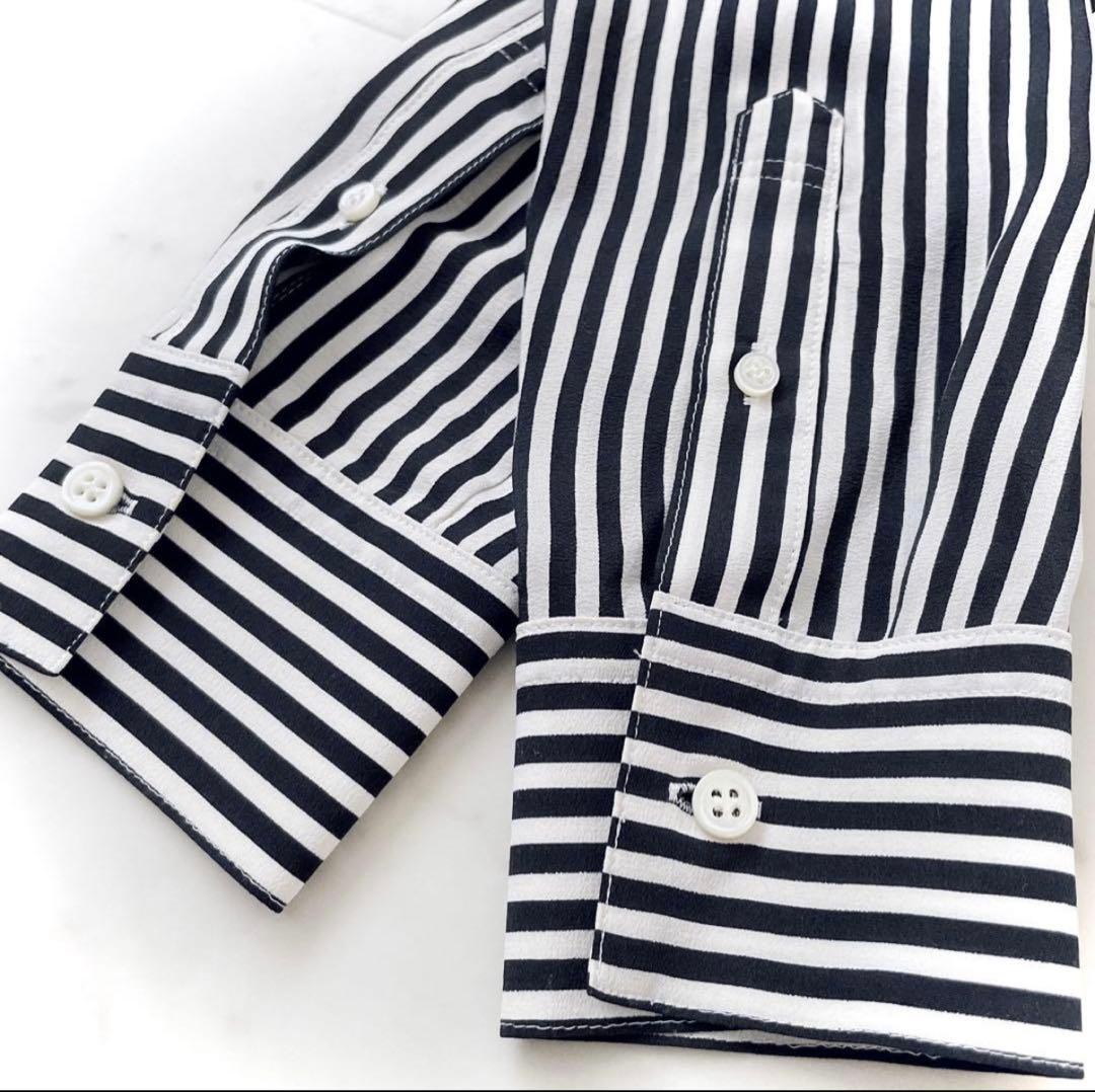 ドゥーズィエム シルク100% ストライプシャツ