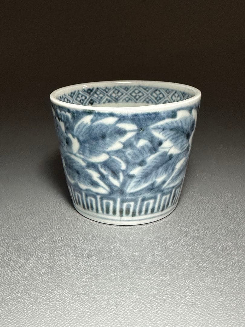 古伊万里　染付　花紋様　そば猪口　5客セット　無傷