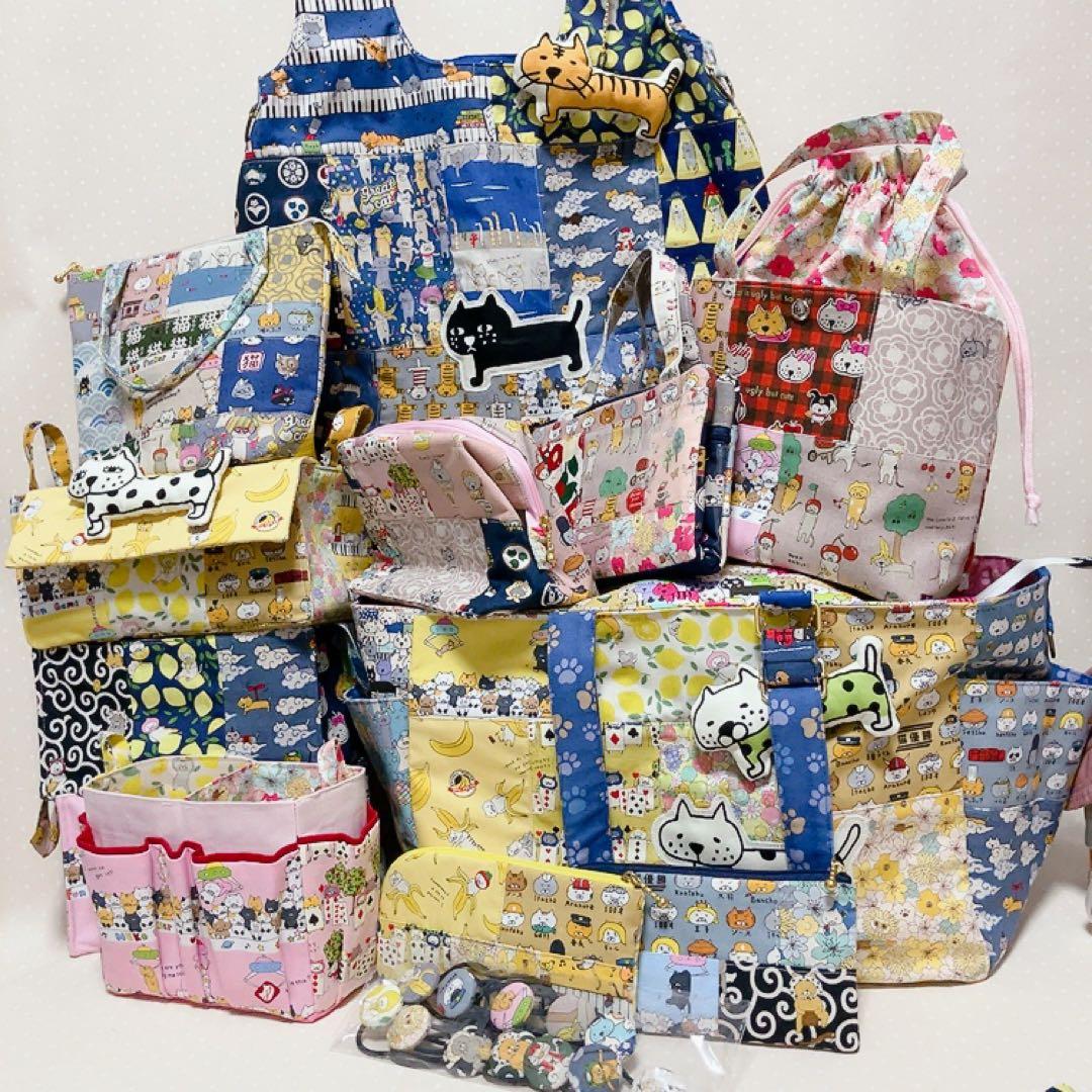 ブチ子。 パッチワークトートバッグ ポーチ