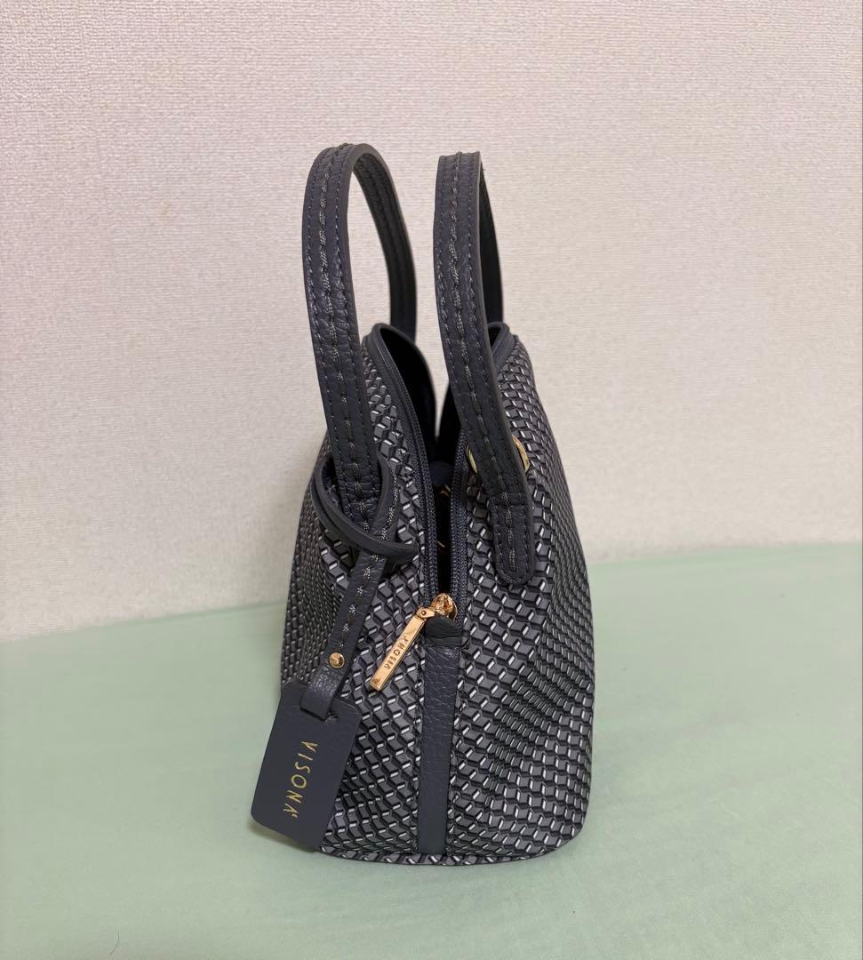 新品 VISONA 2way ショルダーバッグ ハンドバッグ くすみブルー系