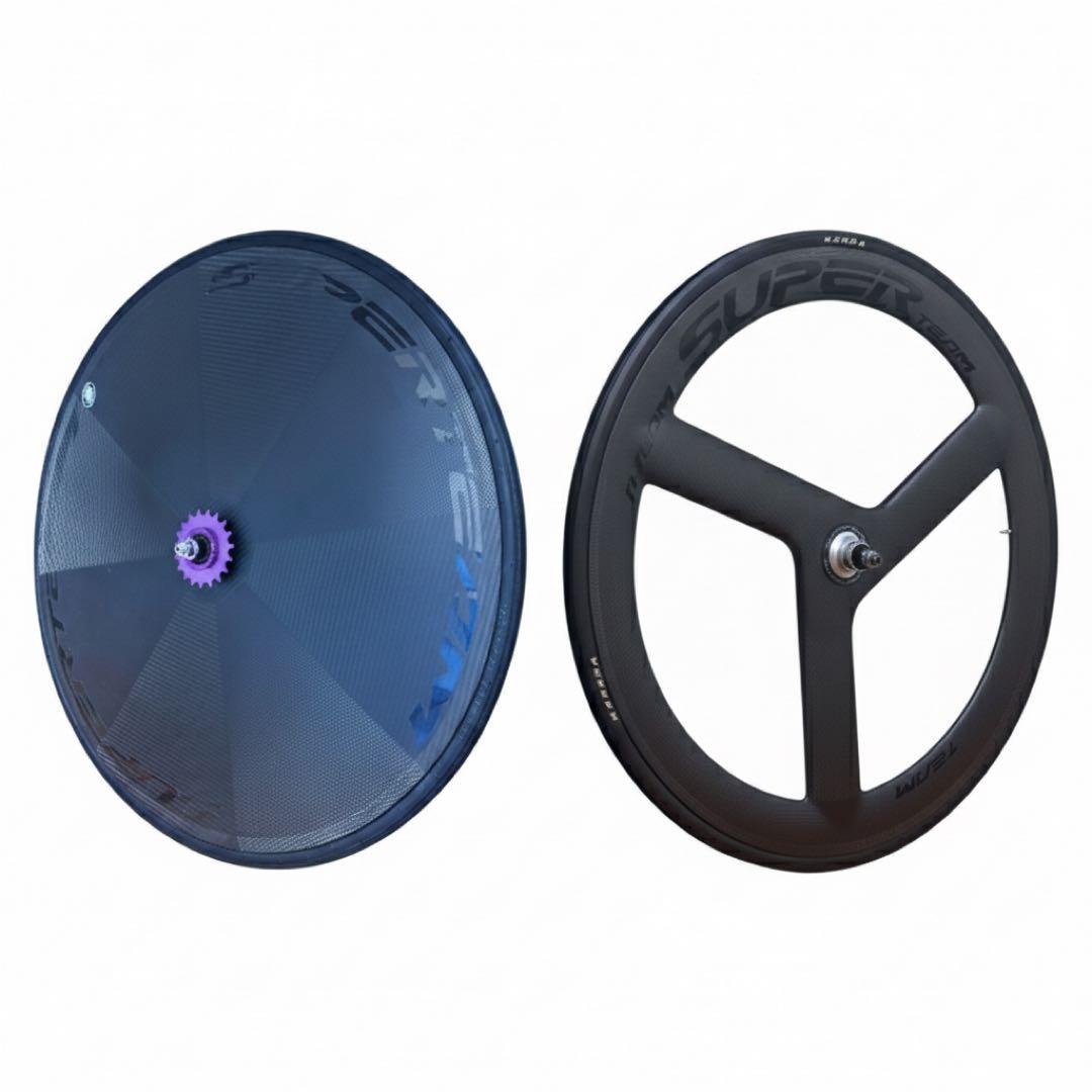 美品 バトンホイール ディスクホイール ピスト 固定ギア クリンチャー カーボン