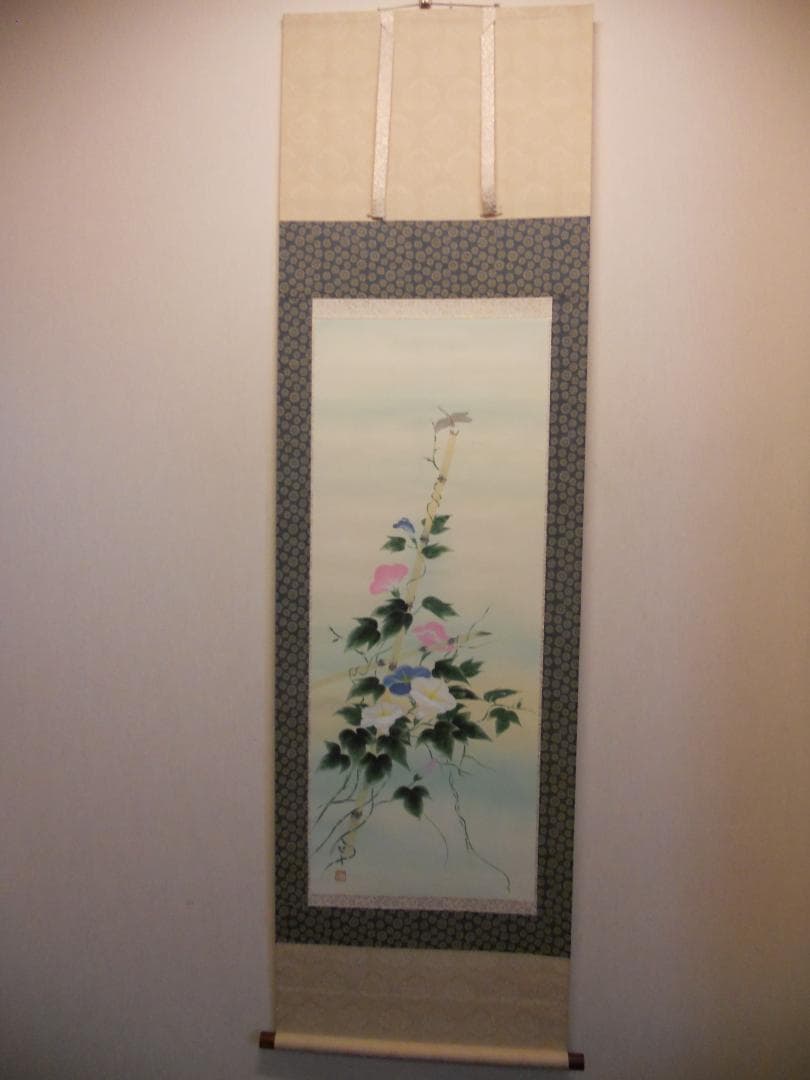 掛け軸 契雪 朝顔 絹本 希少 軸装 茶道具 掛軸 美品 です。