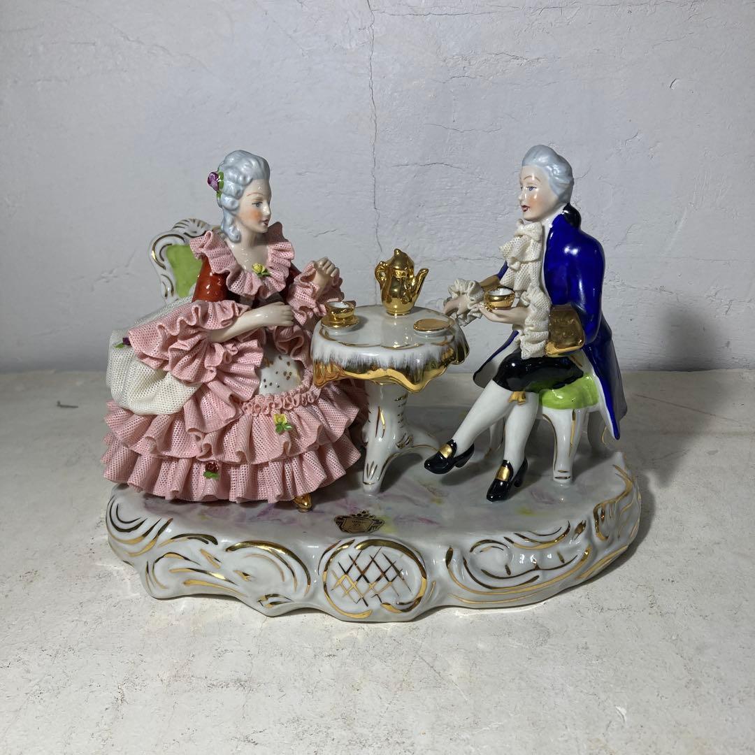 美品 ドイツ製 ドレスデン レースドール フィギュリン 磁器人形 陶人形