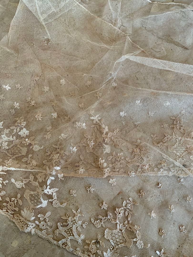 フランスアンティークチュールレースヴェール2点※アプリカシオンプリンセスレース