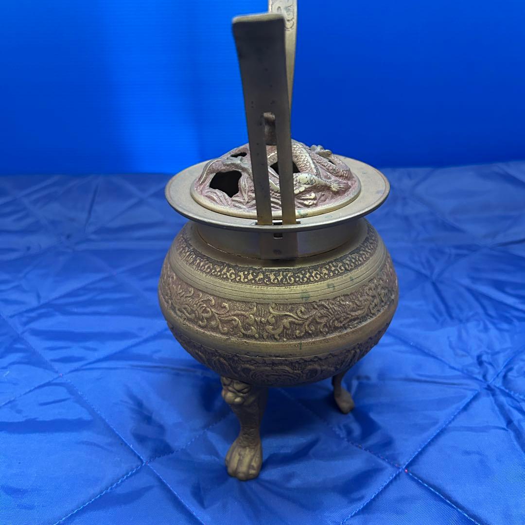 蔵出品③ 香炉 三つ足 龍 工芸品 龍鳳香炉 龍鳳 j128