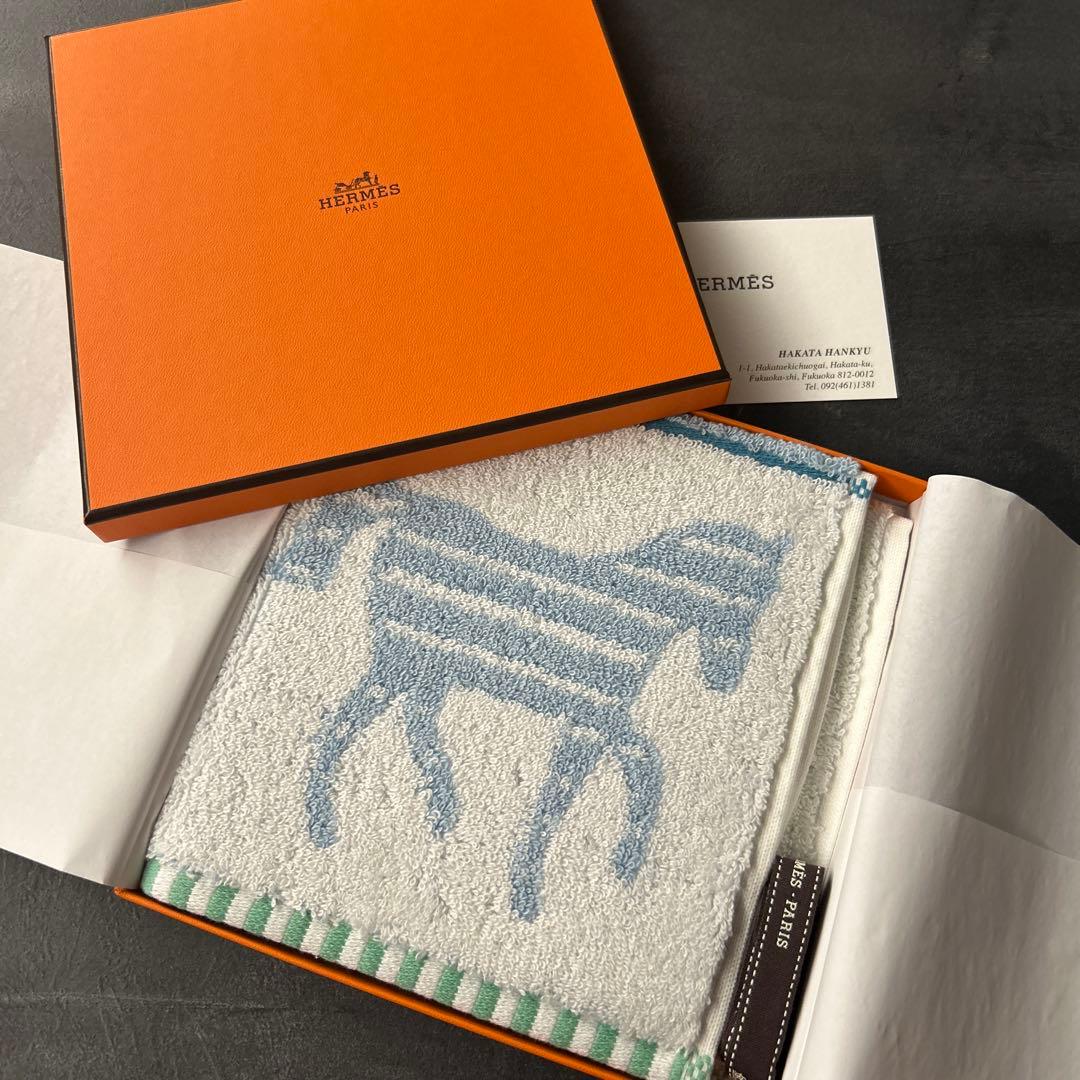 【最安値】【新品】HERMES☆エルメス　タオルハンカチ　アヴァロン