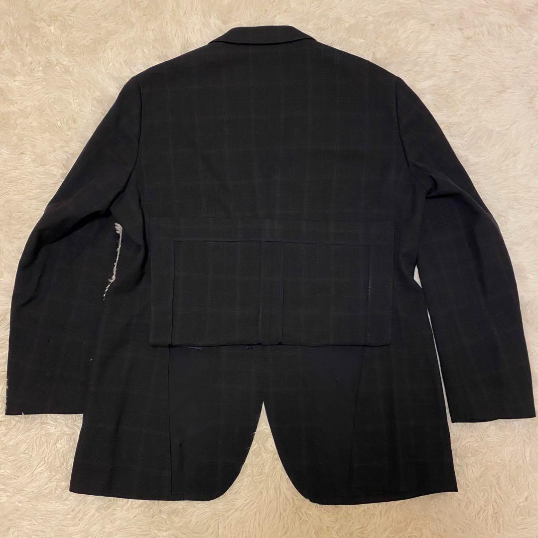 【美品/XL】バーバリーロンドン テーラードジャケット 背抜き メガチェック 黒