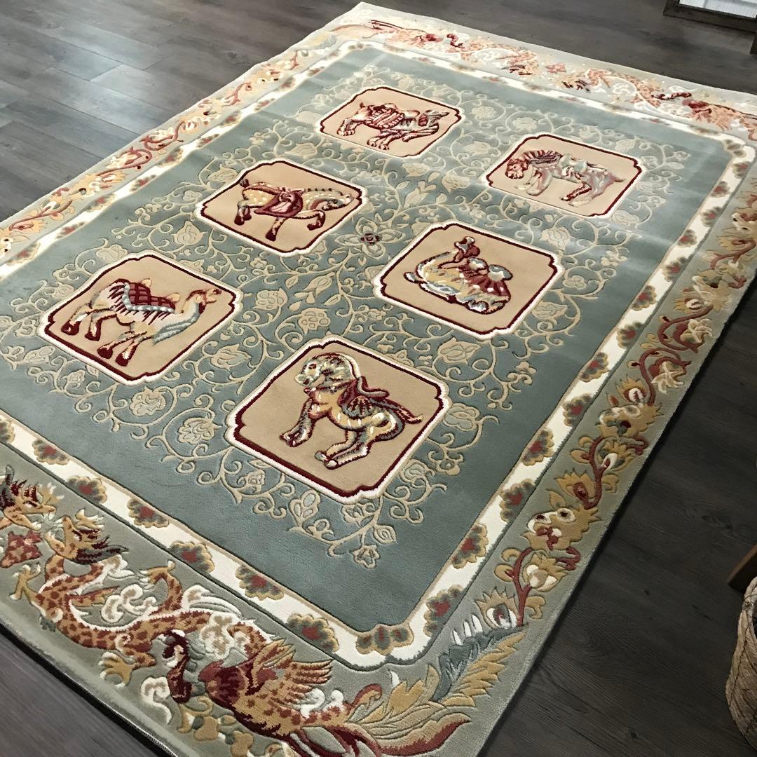 ラグ ラグマット 絨毯169×237cm 唐三彩 デザイン グリーン