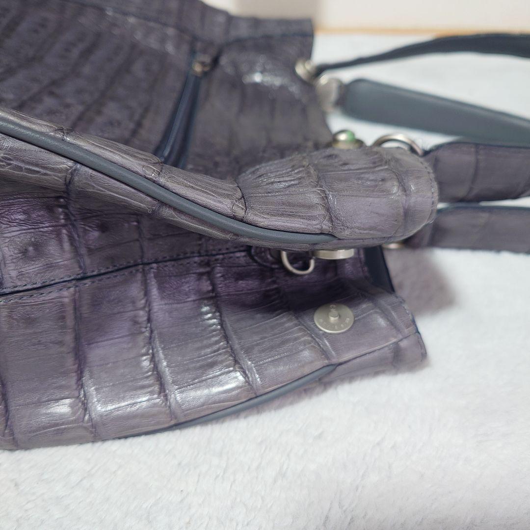 美品　JRA認定 FUSCUS グレー　クロコダイル 2way バッグ